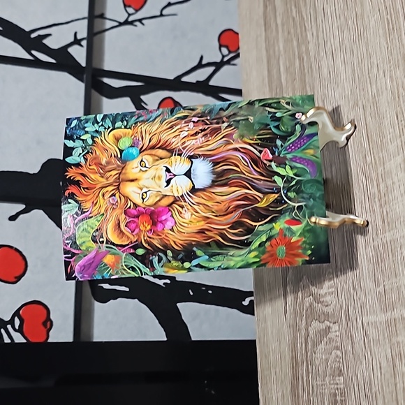 Groovy Psychedelic Jungle Lion‎ Floral Fantasy Oil Painting 4x6 Art Print - Picture 6 of 6